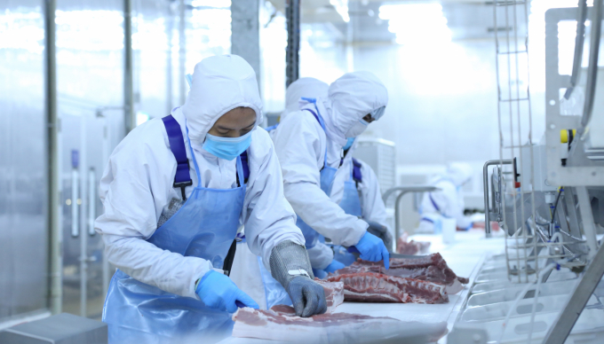 Dây chuyền chế biến thịt mát hiện đại của Công ty Masan MEATLife tại Hà Nam. Ảnh: Minh Phúc.