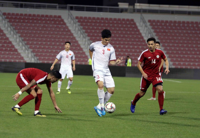 ĐTVN trong trận đấu tập tại Qatar với Philippines, trước thềm Asian Cup 2019. Ảnh: VFF.