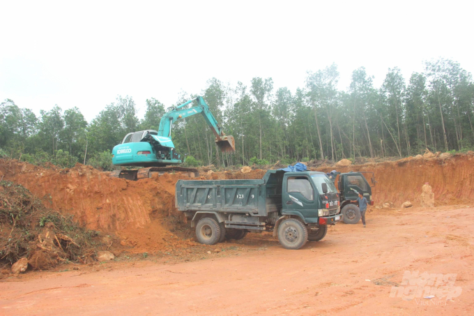 Diện tích đất Công ty Đức Việt khai thác trái phép tại thôn Đại Thuận, xã Mỹ Hiệp (huyện Phù Mỹ) rộng đến hàng ngàn m2, đất bị đào sâu hơn 1m. Ảnh: Vũ Đình Thung.