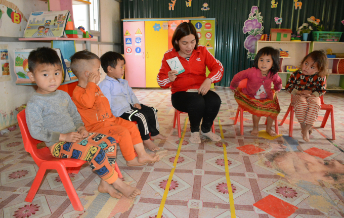 Lớp học mẫu giáo của cô giáo Hà Thị Thanh. Ảnh: Thái Sinh.