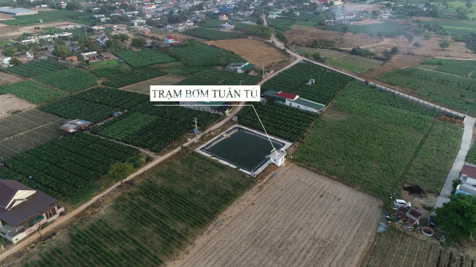 Trạm bơm Tuấn Tú, xã An Hải, huyện Ninh Phước (Ninh Thuận) được đầu tư từ dự án đã giúp người dân sản xuất rau an toàn, không lo ngại tình trạng nhiễm mặn. Ảnh: H Thu.