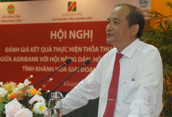 Ông Nguyễn Xuân Huy, Giám đốc Agribank Chi nhánh Khánh Hòa, phát biểu tại hội nghị.
