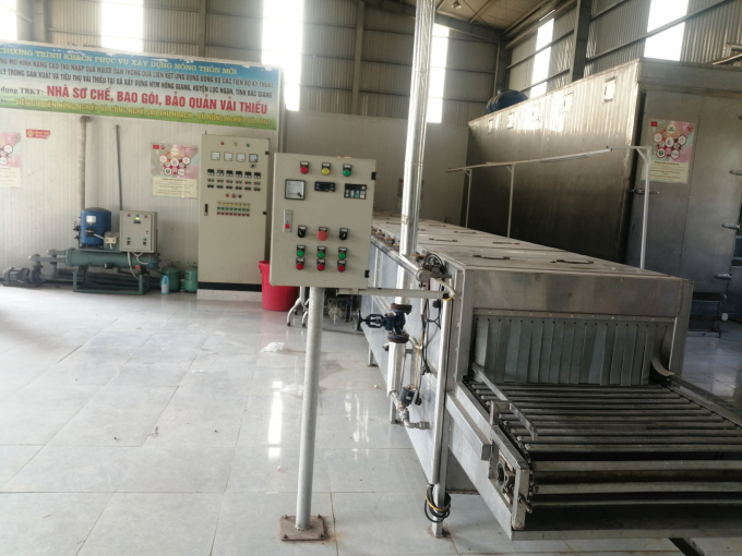 Cơ sở sơ chế, đóng gói, bảo quản vải thiều của HTX sản xuất nông sản và thương mại Hồng Giang (xã Hồng Giang) đã hoàn tất công tác chuẩn bị cho việc thu hoạch vụ vải năm nay. Ảnh: Trung Quân.