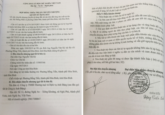 Bản hợp đồng viết tay thỏa thuận chuyển nhượng quyền sử dụng đất rừng giữa hộ ông Nguyễn Văn Kỳ và Công ty TNHH Thương mại và Dịch vụ Anh Đặng đầu tư xây dựng dự án Kami Cun Hill chưa được pháp luật thừa nhận.