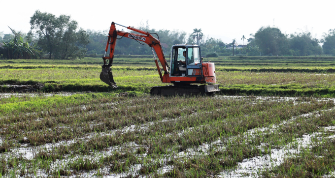 Việc phá bờ thửa nhỏ đã tăng diện tích canh tác, tạo điều kiện thuận lợi trong điều tiết thủy lợi, phát hiện và phòng trừ sâu bệnh. Ảnh: Tâm Phùng.