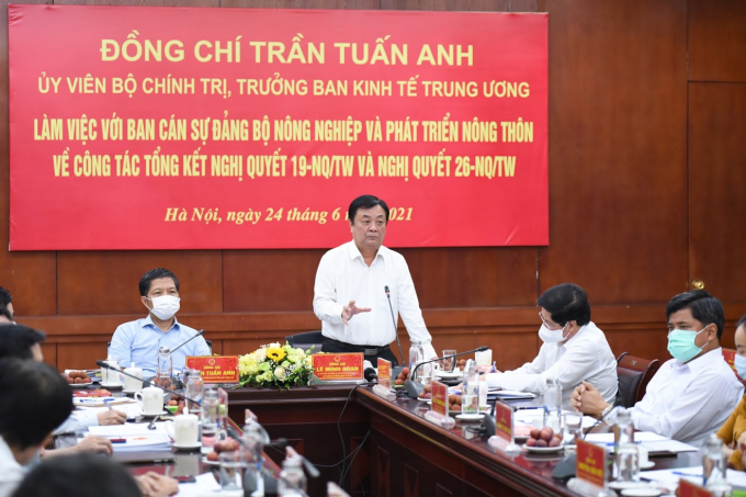 Minister Le Minh Hoan at the meeting with the Central Economic Commission. Photo: Tung Dinh.