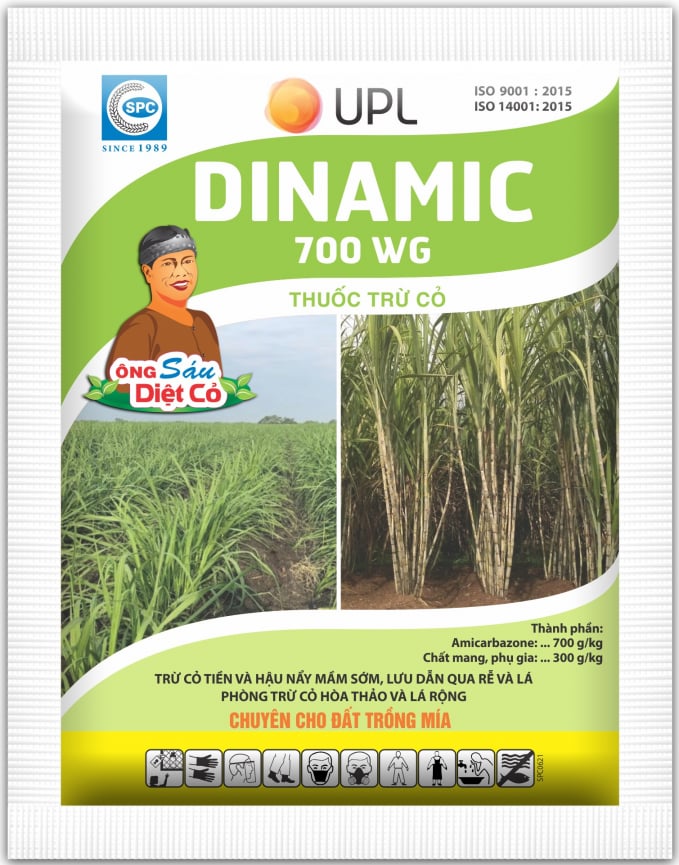 Sản phẩm thuốc trừ cỏ mới Dinamic 700WG do Công ty CP BVTV Sài Gòn (SPC) phân phối tại Việt Nam. Ảnh: Ký Văn Ngọt.