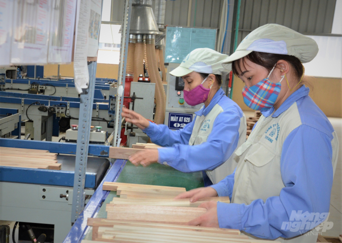 Ngành sản xuất gỗ đã giải quyết việc làm, nâng cao thu nhập cho người lao động. Ảnh: Đào Thanh.