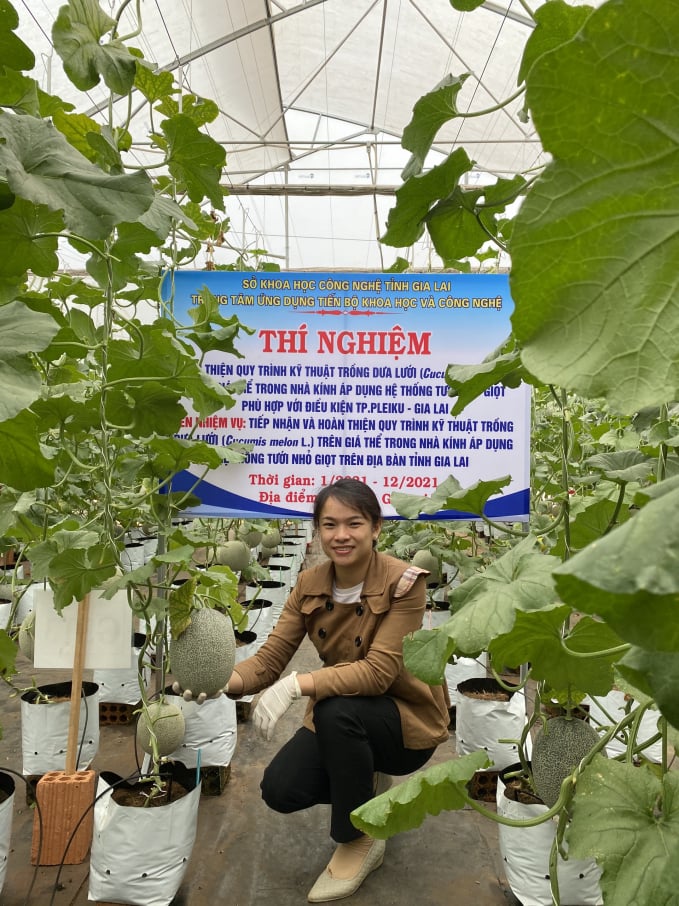 Project manager, M.Sc. Tran Thi Hoang Nguyen in the experimental garden. Photo: Dang Lam.