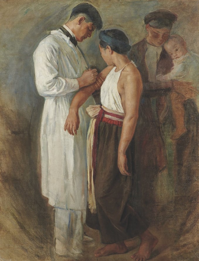 Tiêm vacxin - tranh sơn dầu của Victor Tardieu.