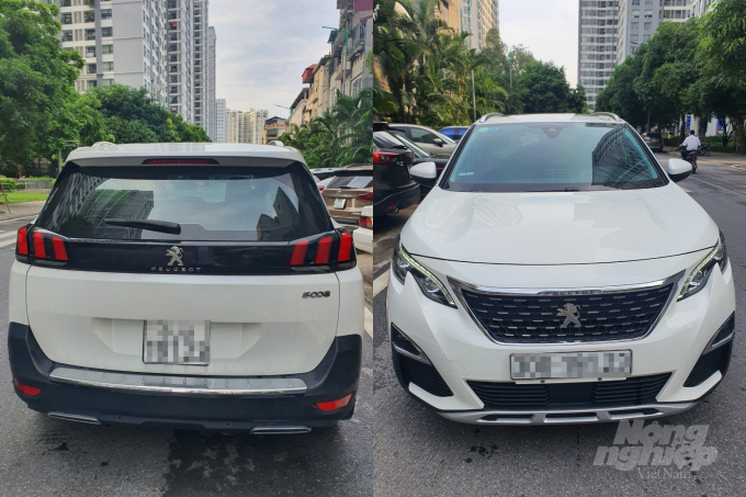 Chiếc Peugeot 5008 của anh Lê Hồng Lưu bị ngân hàng thu giữ hôm 10/9/2021 tại khu đô thị Times City (Hà Nội). Ảnh: NVCC.