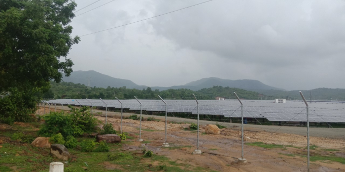Dự án điện mặt trời trong lòng hồ Sông Trâu do Công ty TNHH Đầu tư và Phát triển Năng lượng Ninh Thuận làm chủ đầu tư. Ảnh: PV.