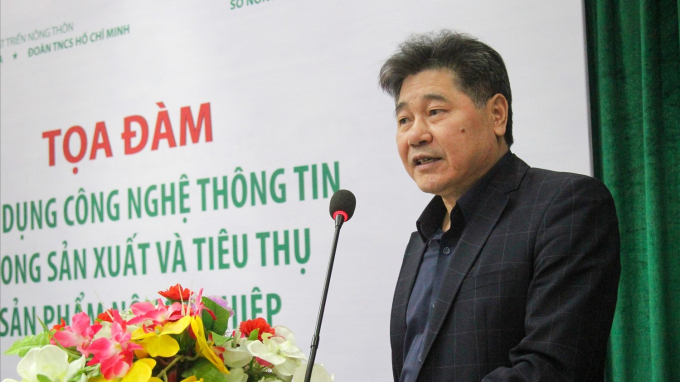 ông Lê Quốc Thanh, Giám đốc Trung tâm Khuyến nông Quốc gia nói về tầm quan trọng của việc ứng dụng công nghệ thông tin trong nông nghiệp hiện nay. Ảnh: Toán Nguyễn.