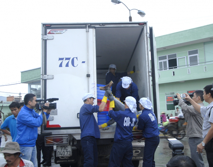 BIDIFISCO purchased tuna at Quy Nhon Fishing port. Photo: Vu Dinh Thung.