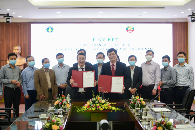 Cục BVTV và Hội Làm vườn Việt Nam ký thỏa thuận hợp tác áp dụng tiến bộ kỹ thuật phát triển nông nghiệp an toàn, bền vững, thân thiện với môi trường. Ảnh: Tùng Đinh.