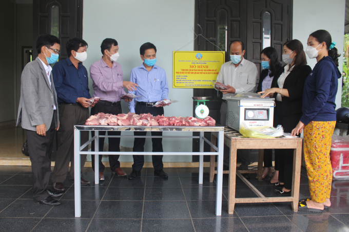 Các đại biểu tham quan mô hình liên kết chăn nuôi đảm bảo an toàn, truy xuất nguồn gốc tại xã Hải Thượng huyện Hải Lăng. Ảnh: Việt Toàn.