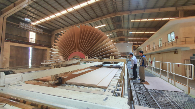Chế biến gỗ từ vùng nguyên liệu rừng gỗ lớn tại Công ty CP Gỗ MDF VRG Quảng Trị. Ảnh: Công Điền.