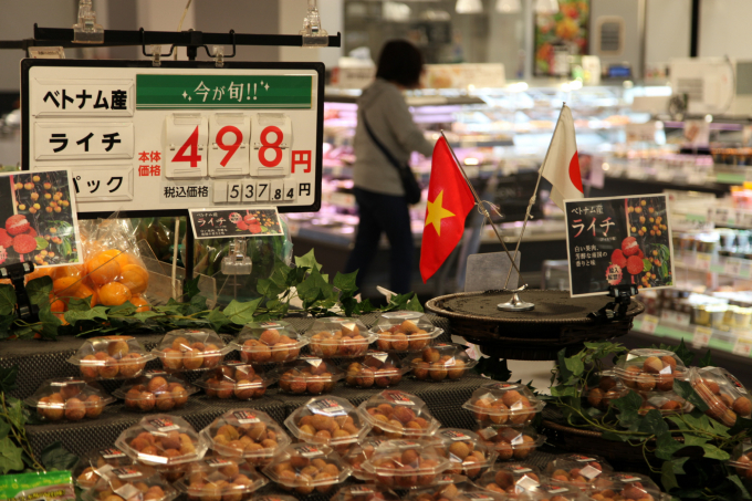 Sau nhiều nỗ lực, vải thiều Việt Nam đã xuất hiện trên kệ siêu thị tại Nhật Bản. 