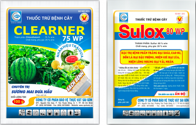  Thuốc SULOX 80WP, hoặc CLEARNER phòng ngừa hiệu quả bệnh phấn trắng. Sản phẩm của Công ty Cổ phần BVTV Sài Gòn (SPC).