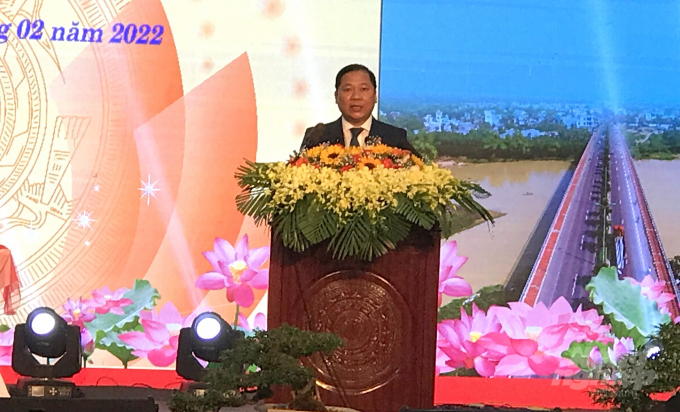 Ông Nguyễn Phi Long, Chủ tịch UBND tỉnh Bình Định, phát biểu tại buổi lễ. Ảnh: V.Đ.T.