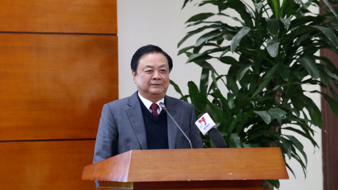 Bộ trưởng Bộ NN-PTNT Lê Minh Hoan chia sẻ tại buổi họp báo công bố Chiến lược phát triển nông nghiệp và nông thôn bền vững giai đoạn 2021 - 2030, tầm nhìn đến năm 2050 vào ngày 17/2. Ảnh: Minh Phúc.