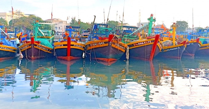 Tàu thuyền của ngư dân Bình Thuận neo đâu trên sông Cà Ty. Ảnh: LK.