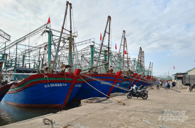 Lúc cao điểm, cảng cá Lạch Quèn chỉ đáp ứng được tối đa cho 18 phương tiện cập bến. Ảnh: Việt Khánh.
