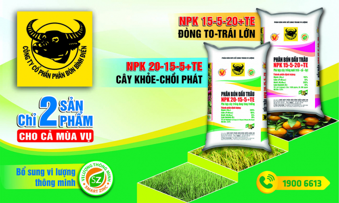 Phân bón NPK Đầu Trâu rất tốt cho các loại cây trồng, nhất là lúa, bắp Mỹ. Ảnh: Anh Cường.