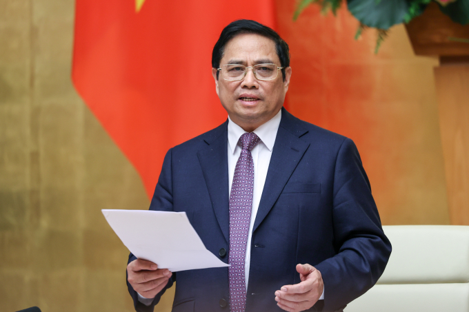 Thủ tướng Phạm Minh Chính chỉ đạo trong phiên họp Chính phủ thường kỳ ngày 4/4. Ảnh: VGP.