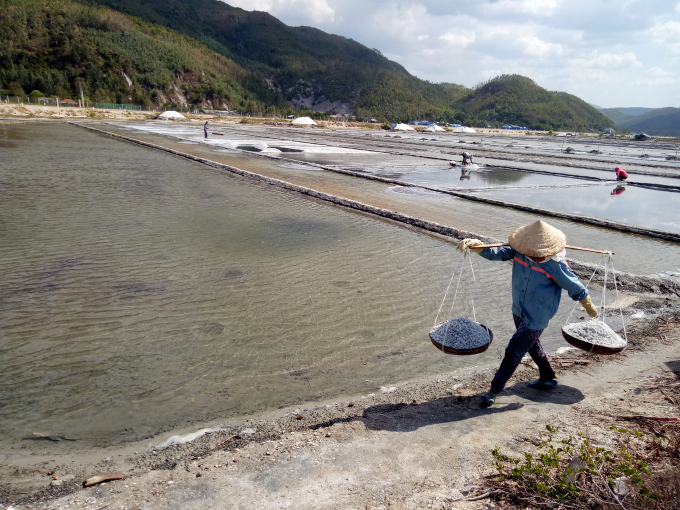Lacking capital for investment, salt makers fail to innovate technology and increase their incomes. Photo: Hoai Nam.