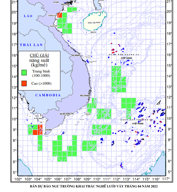 Dự báo ngư trường của Viện Nghiên cứu Hải Sản. Ảnh: Đinh Mười.