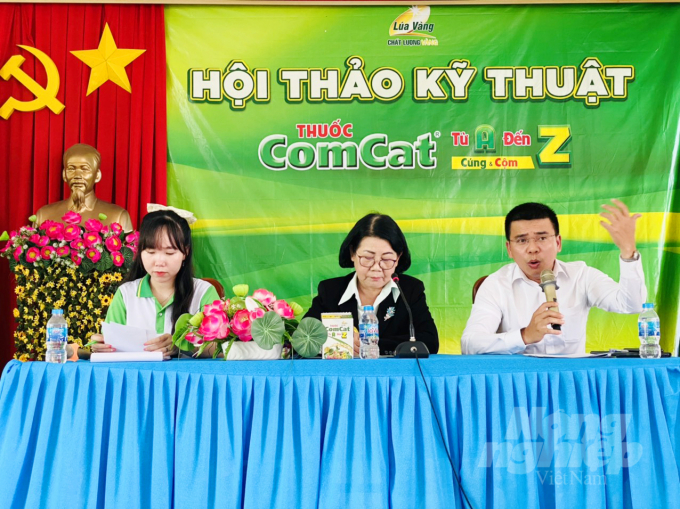 Công ty TNHH Hóa Nông Lúa Vàng tổ chức hội thảo kỹ thuật dùng thuốc ComCat 150WP từ A đến Z cho các tỉnh ĐBSCL. Ảnh: Lê Hoàng Vũ.