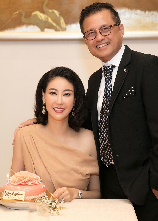 Hoa hậu Hà Kiều Anh và chồng - đại gia Huỳnh Trung Nam.