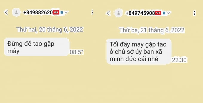 Hai tin nhắn mà ông Đ nhận được sau khi thông tin với Báo Nông nghiệp Việt Nam. Ảnh: Toán Nguyễn.