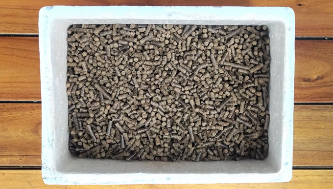 Elephant grass-made fuel pellets. Photo: Bach Phong.