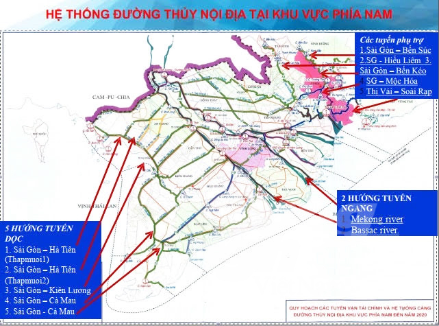Bản đồ hệ thống đường thủy nội địa ở ĐBSCL. Ảnh: TL