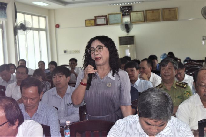 Bà Cao Thị Kim Lan, Giám đốc BIDIFISCO, nói về khó khan trong xuất khẩu thủy sản khi các thị trường áp dụng IUU. Ảnh: V.Đ.T.