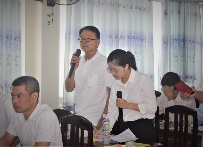 Ông Kosaburo Kimura, Tổng Giám đốc Công ty TNHH Mãi Tín-Bình Định, đề nghị chính quyền địa phương và ngành chức năng tạo điều kiện cho 2 tàu đánh bắt cá ngừ đại dương của công ty hoạt động. Ảnh: V.Đ.T.