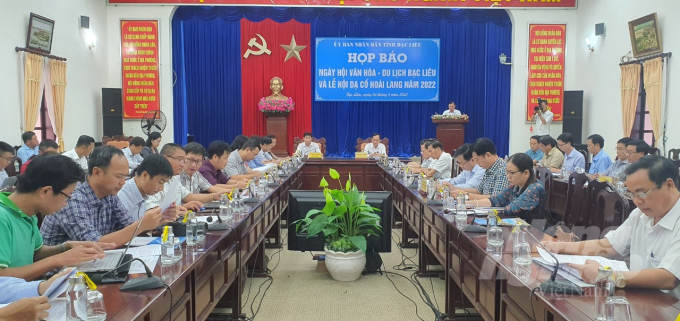 Tỉnh Bạc Liêu tổ chức họp báo ngày hội Văn hóa - Du lịch Bạc Liêu và Lễ hội Dạ Cổ Hoài Lang năm 2022. Ảnh: Quốc Việt. 
