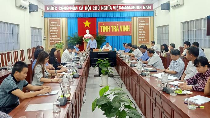 Đoàn công tác của Bộ NN-PTNT làm việc với UBND tỉnh Trà Vinh chiều 23/8. Ảnh: Minh Đảm.