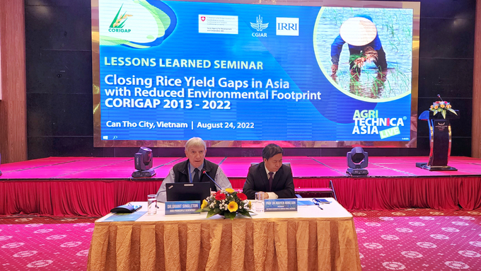 The conference to summarize 10 years of the project 'Closing rice yield gaps in Asia with reduced environmental footprint' (CORIGAP) was held in Can Tho city. Photo: Kim Anh.