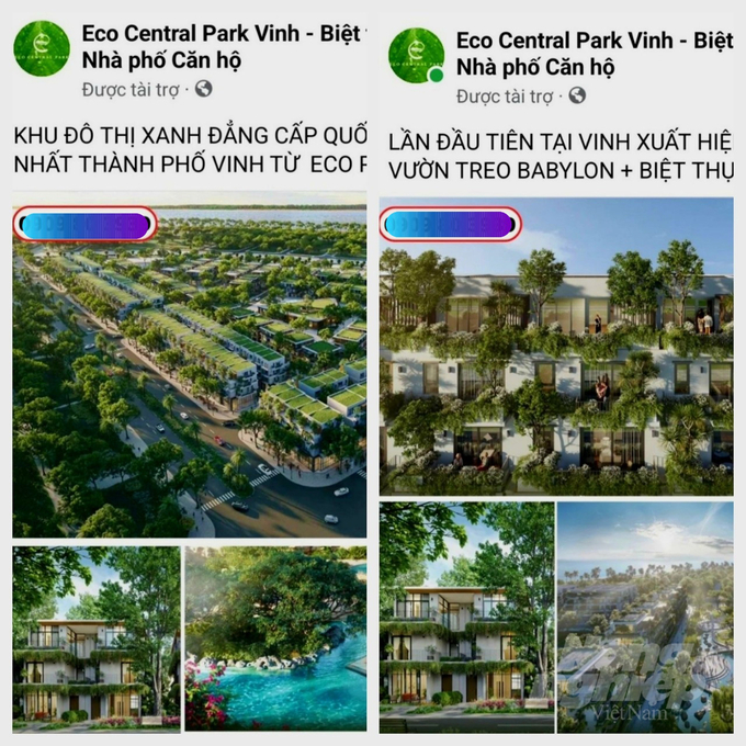 Các sàn giao dịch BĐS quảng bá rầm rộ siêu dự án Eco Central Park Vinh, do Công ty CP Tập đoàn Ecopark ngay tại khu vực đã quy hoạch cho TCty hợp tác kinh tế Việt Lào trước đó. Ảnh: Khôi An.