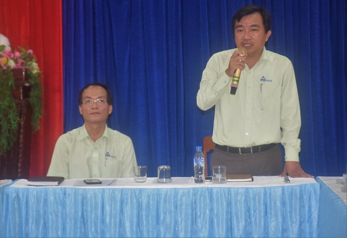 Ông Trần Quang Kiên, Giám đốc Nhà máy Đường An Khê, phát biểu tại hội nghị. Ảnh: V.Đ.T.