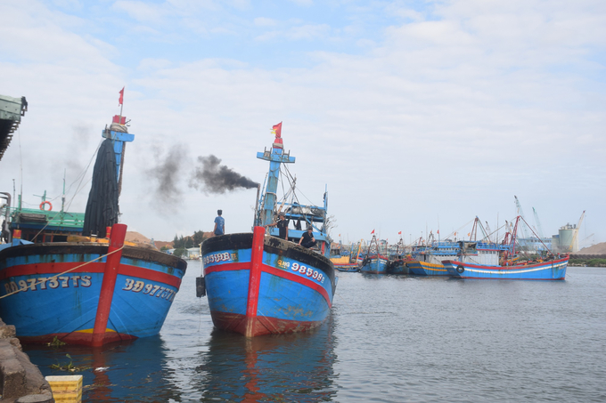 Tàu cá di chuyển trong Cảng cá Quy Nhơn (Bình Định). Ảnh: V.Đ.T.