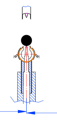 Ở vị trí 3 ( Bước 3) trong quá trình từ vị trí 2 sang vị trí 3. Hai tấm ép quả được quay từ ½ đến 1 vòng quanh trục cần đẩy hạt nhằm làm vỡ phần vỏ. Đến vị trí 3 thì dao trên nâng lên đồng thời cần đẩy hạt nâng lên đẩy hạt ra khỏi cùi. Tấm ép quả vẫn ép để giữ vỏ và cùi lại