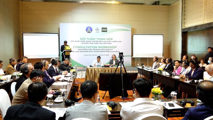 hội thảo tham vấn “Các giải pháp hỗ trợ chuyển đổi sản xuất lúa chất lượng cao và phát thải thấp ở Việt NamNgày 28/3, Bộ NN-PTNT phối hợp cùng Viện Nghiên cứu Lúa gạo Quốc tế (IRRI) tổ chức ”.