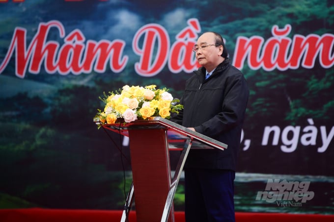 Chủ tịch nước Nguyễn Xuân Phúc phát biểu tại buổi lễ. Ảnh: Đinh Tùng.