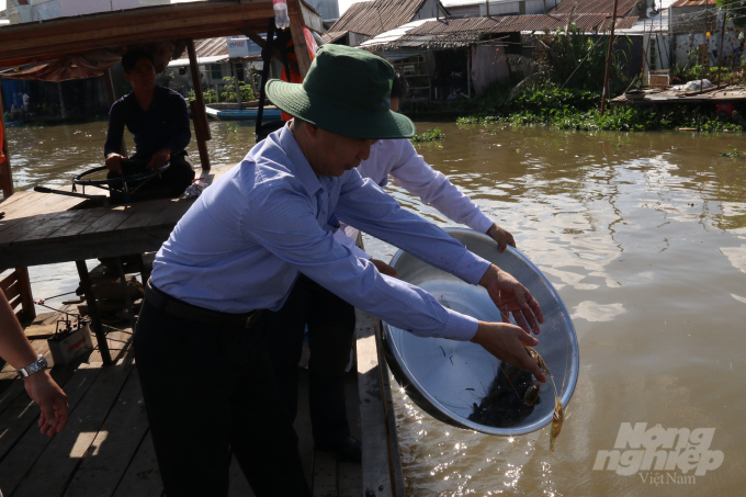 Nhân ngày truyền thống ngành thủy sản Việt Nam 1/4, Kiên Giang sẽ tổ chức 2 điểm thả giống tái tạo nguồn lợi thủy sản là vùng nước sông Cái Lớn (huyện Gò Quao) và vùng biển Xẻo Nhàu (huyện An Minh). Ảnh: Trung Chánh.