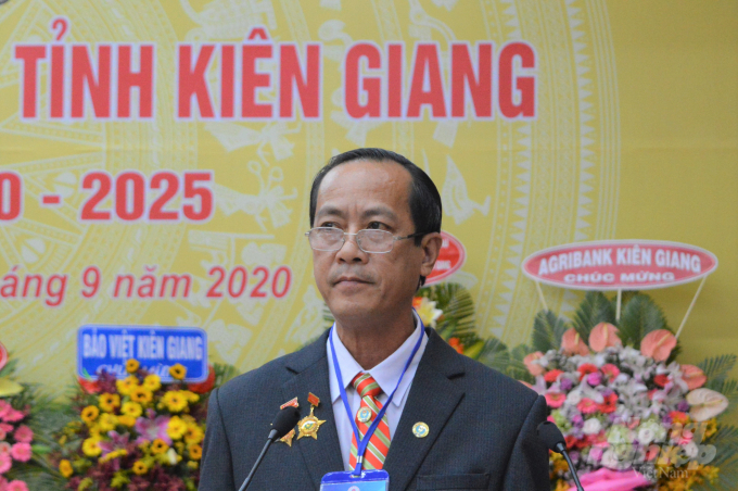 Ông Trần Thanh Dũng, tái đắc cử Chủ tịch Liên minh Hợp tác xã tỉnh Kiên Giang nhiệm kỳ 2020-2025. Ảnh: Trung Chánh.