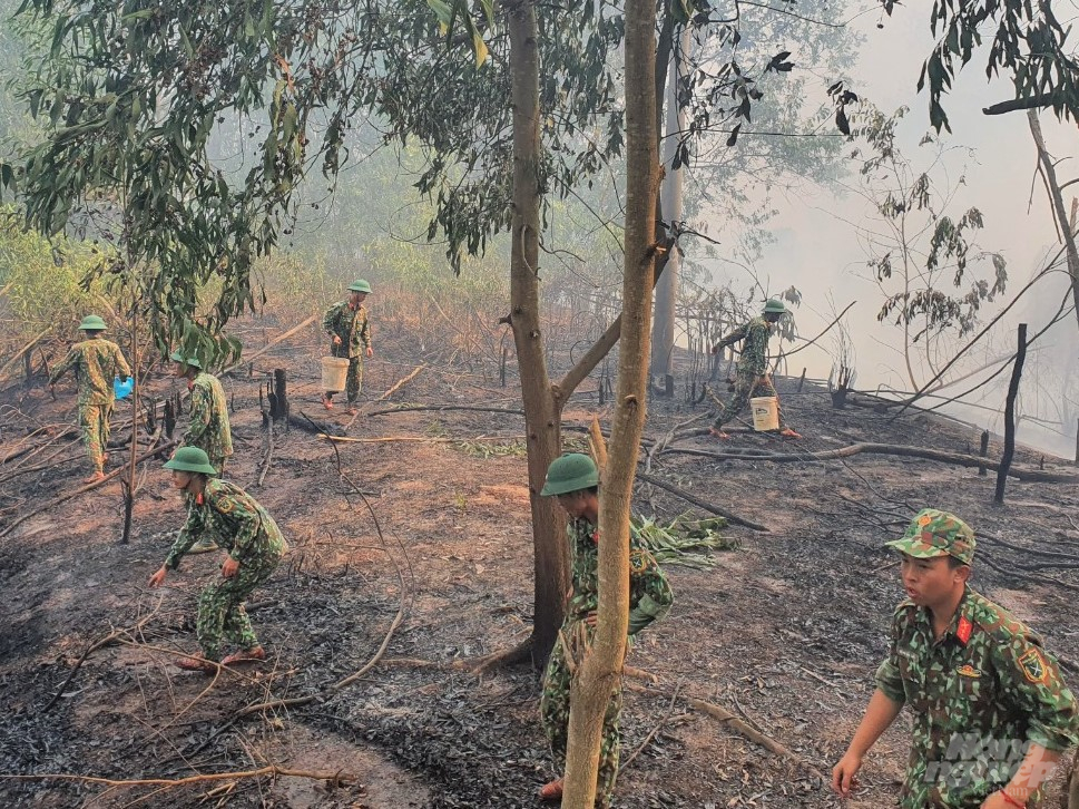 Năm 2020, trên địa bàn tỉnh Kiên Giang xảy ra hàng chục vụ cháy rừng nhưng nhờ phát hiện sớm, chữa cháy kịp thời nên không gây thiệt hại nghiêm trọng tài nguyên rừng. Ảnh: Trung Chánh.